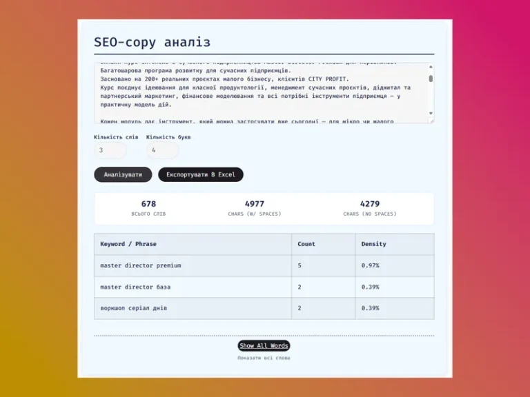 Аналіз текстів SEO копірайтингу онлайн
